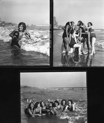 Women broadcasting at the beach