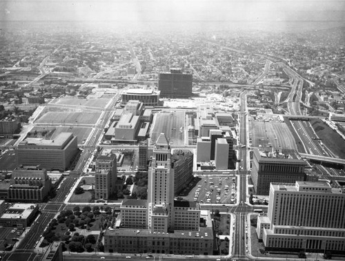 Civic Center neighborhood, Los Angeles, looking northwest