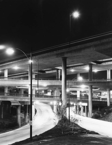 Four-level interchange at night