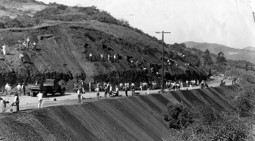 Street grading near Mulholland Drive