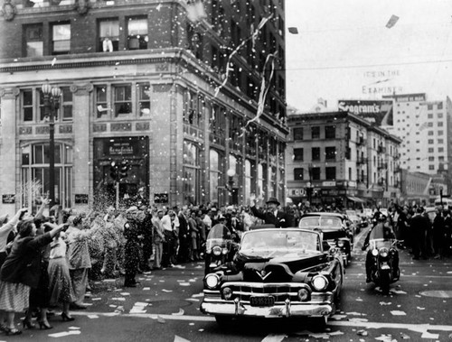 Stevenson in Los Angeles ticker tape parade