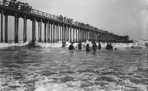 Swimming by the Long Beach pier