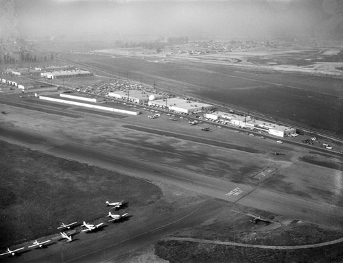 Hughes Aircraft, Fullerton Airport, and Superior Fireplace Co.; looking northwest