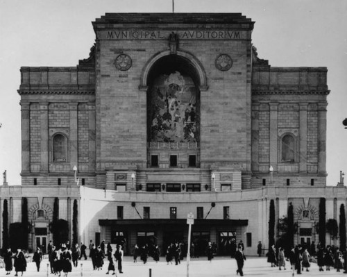 Municipal Auditorium facade and mosaic