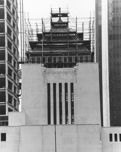 Central Library tower with scaffolding