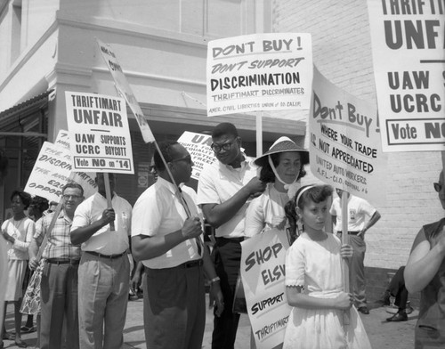 Demonstrators outside the Thriftimart