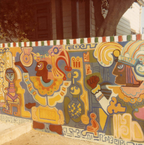 Retaining wall mural, Cypress Park Branch Library