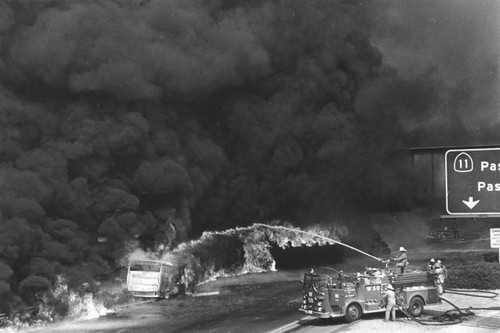 Fuel tanker exploded on the Golden State Freeway