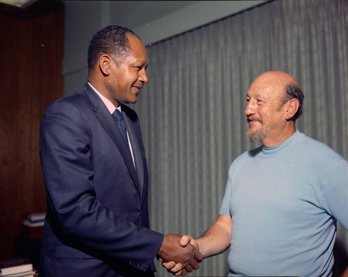 Mayor Tom Bradley and unidentified man