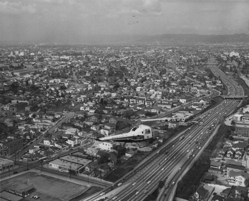 Harbor Freeway looking north, aerial