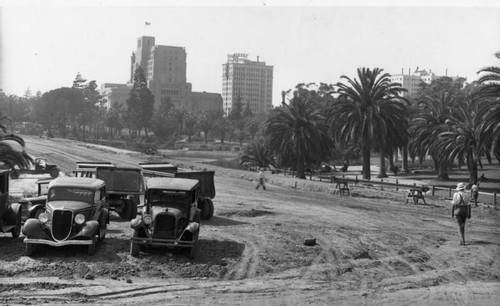 Wilshire Boulevard, looking northwest near Alvarado Street