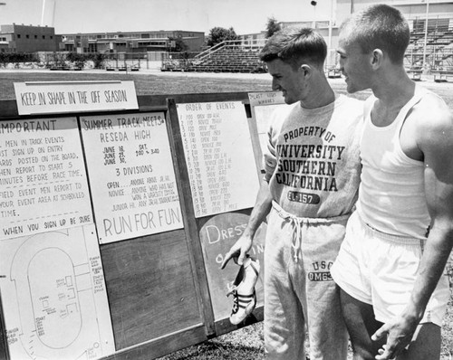 Distance runners note the run-for-fun sign at Reseda High