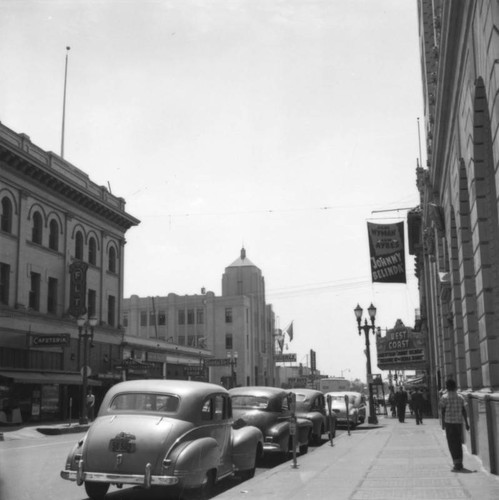 Cars and buildings on North Main