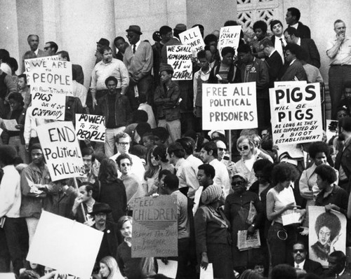 Black Panther demonstrators at City Hall