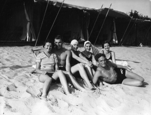 L.A. Athletic Club members on the beach, view 1