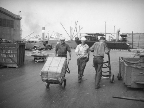 L. A. Harbor, loading freight