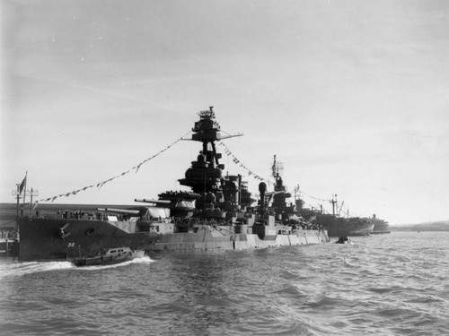 USS Texas at Navy Day celebration, 1945