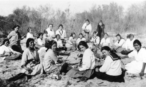 American Indian girls at Santa Ana River