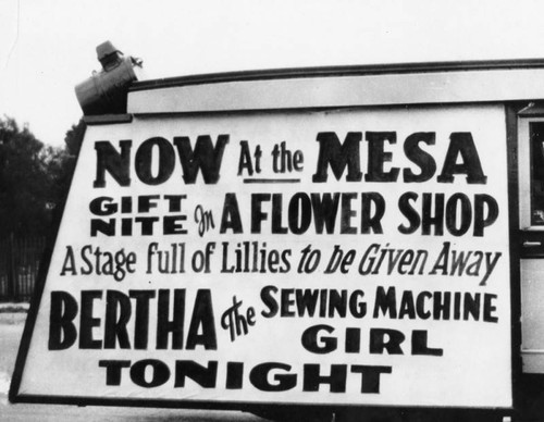 Mesa Theater advertising