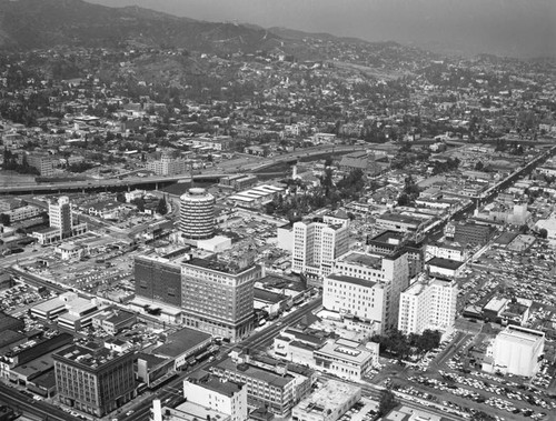 Hollywood Boulevard, Vine Street and the 101 Freeway, looking northeast