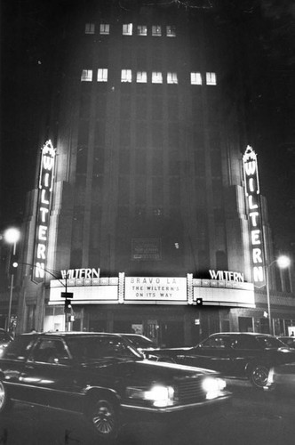 Wiltern Theatre marquee lit once again