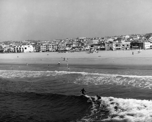 Board surfing at Hermosa Beach, view 2