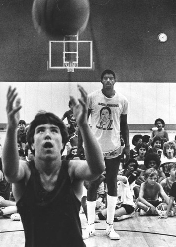 Kids learning the game at Magic Johnson's Basketball Camp