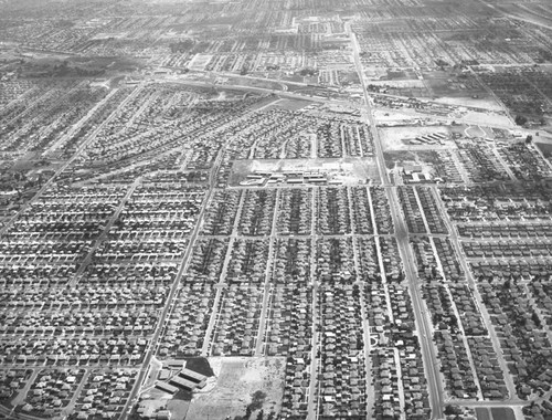 Downey Manor housing development, looking south