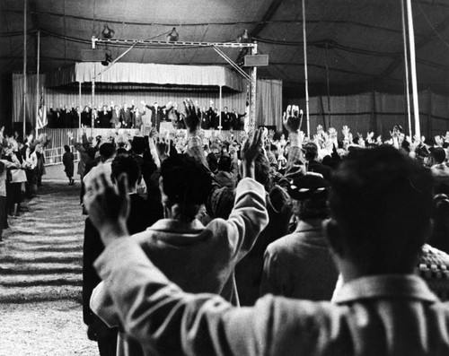 Oral Roberts and crowd - broad shot