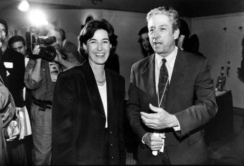 Tom Hayden and Kathleen Brown at convention