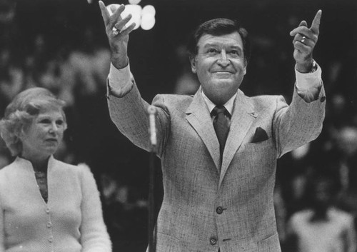 Francis "Chick" Hearn, with wife Marge