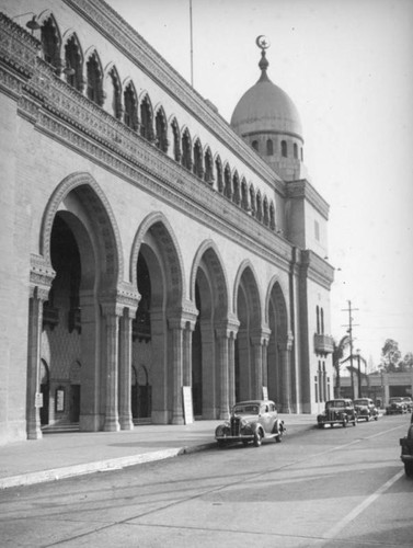 View of the Shrine Auditorium south on Royal Street