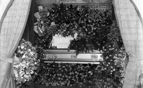 Casket at funeral of Theodore Plunkett