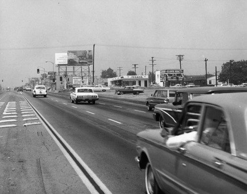 Three lanes of traffic