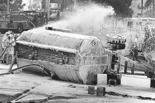 Overturned Shell tanker