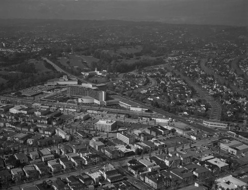 Wilshire Boulevard and Santa Monica Boulevard, looking northwest