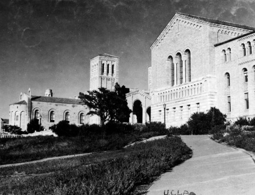 Royce Hall and Powell Library, exterior views