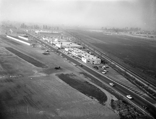 Hughes Aircraft, Fullerton Airport, and Superior Fireplace Co.; looking northwest