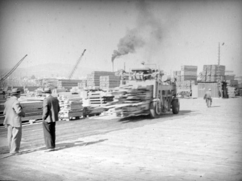 Lumber yard at the harbor