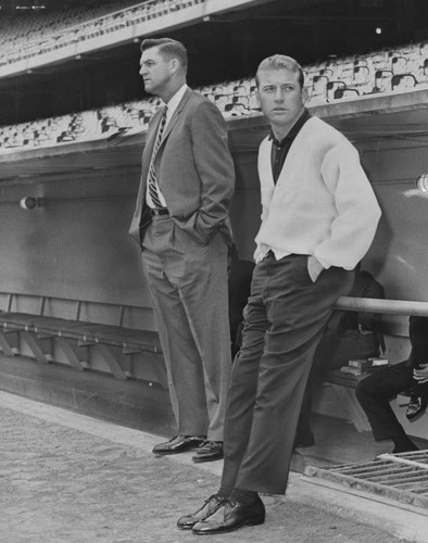 Mickey Mantle and John Blanchard at Dodger Stadium