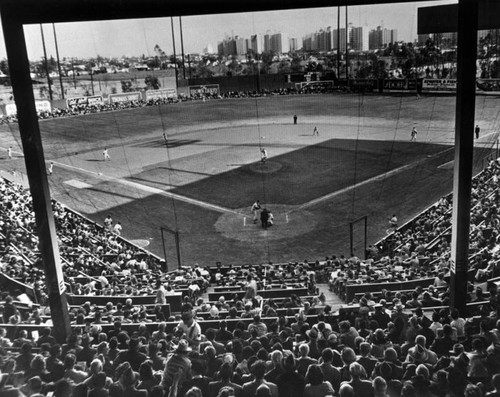 Baseball game at Gilmore Field