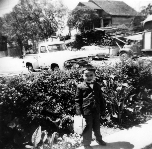 Young boy wearing a suit