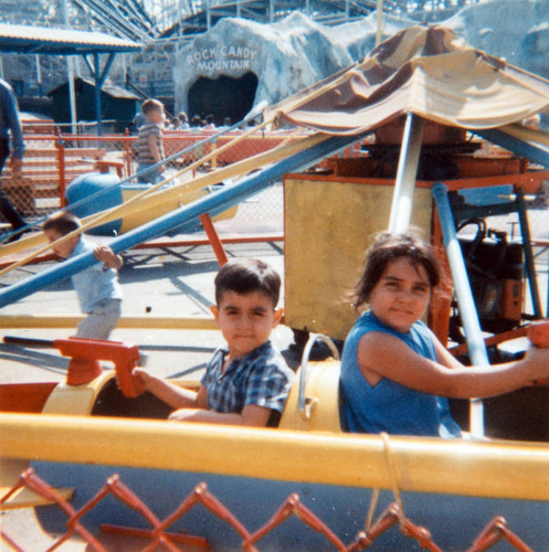 Siblings at amusement park