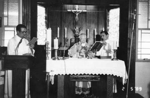 Cardinal celebrating mass at St. Bridget's