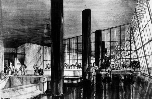 Study of public lobby, second floor, a drawing