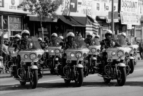 Motorcycle police at Echo Park Christmas Parade