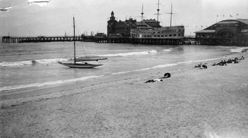 Sailboat anchored at Venice amusement park