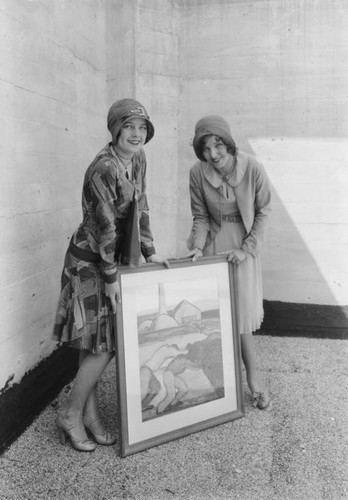 Gertie and Della with painting, view 1