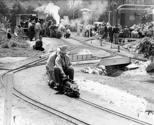 Miniature train hobby uses steam