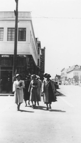 Women crossing street